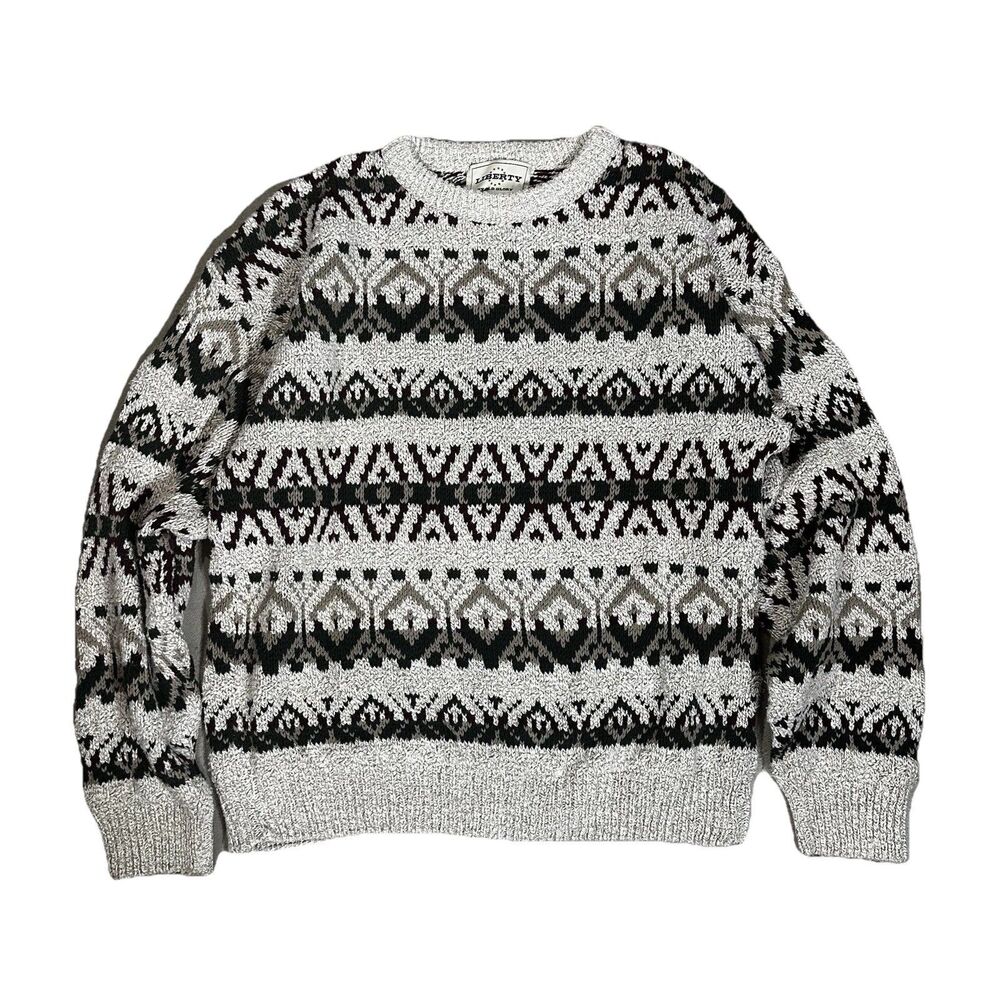 Vintage Liberty Old Glory Mens Medium Pullover Fair Isle Sweater Cotton Crewneck